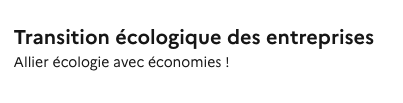 La platefome Mission transition écologique - aides pour les entreprises - transition écologique