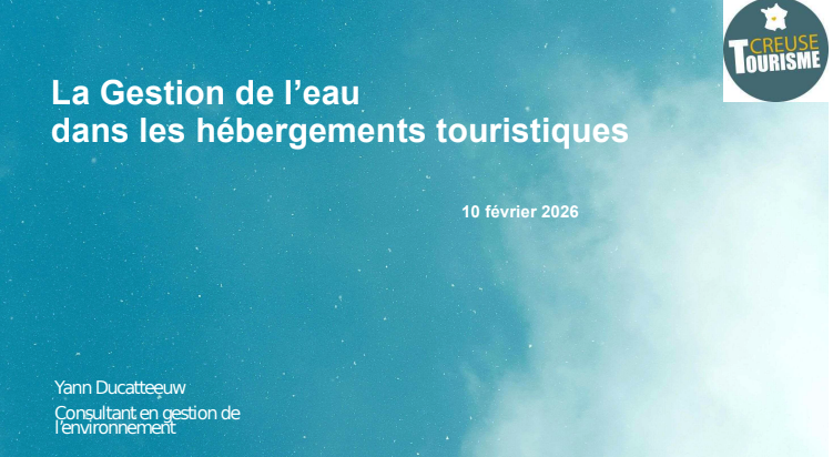 Wébinaire Tourisme Durable- ADRT Creuse Tourisme - Gestion de l'eau